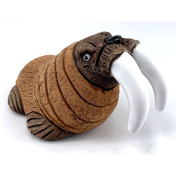 Casals of Peru Walrus Hand Made Clay Pottery Figurine 5" Vtg - Picture 1 of 7